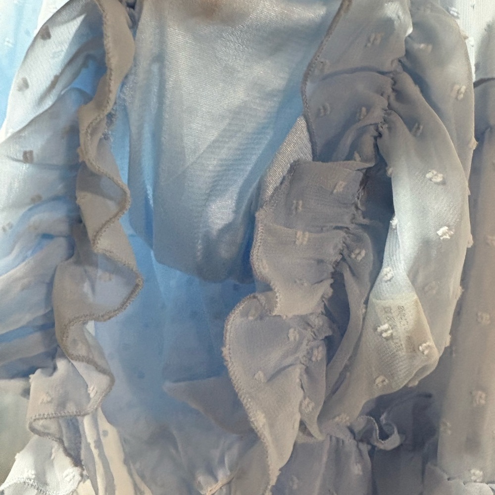 Light Blue Off-Shoulder Blouse - Picture 4 of 10